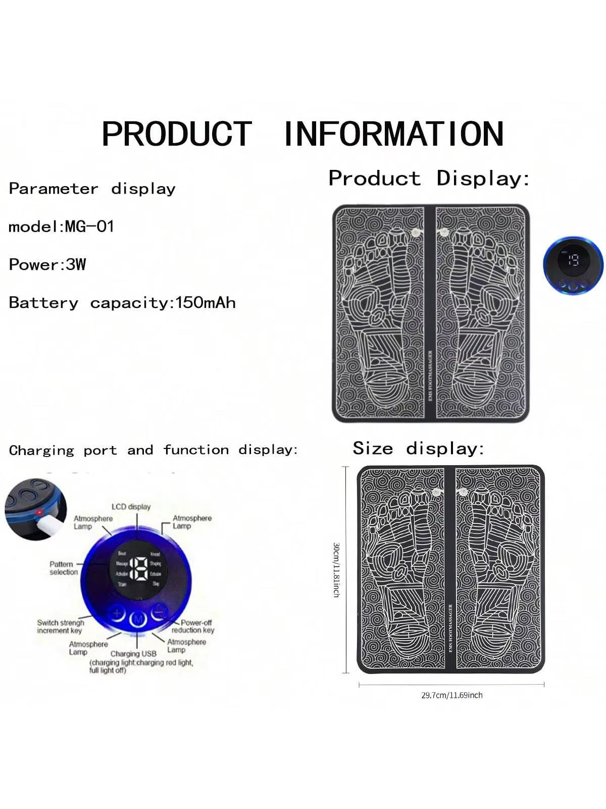 Foot Massager Foot Therapy Machine EMS Foot Massage Pad Pulse Fully Automatic Foot Meridian Pressing Device